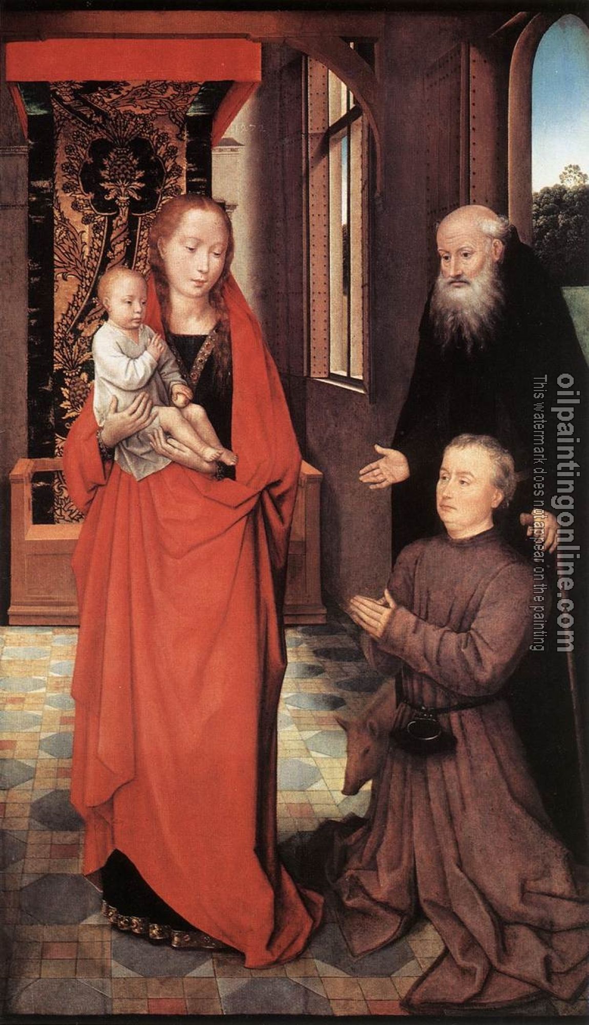 Memling, Hans - Virgin and Child with St Anthony the Abbot and a Donor